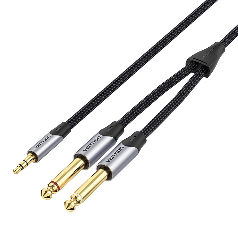 Kabllo audio Vention BARHK, 3.5mm në 2x 6.35mm, 8m, e zezë