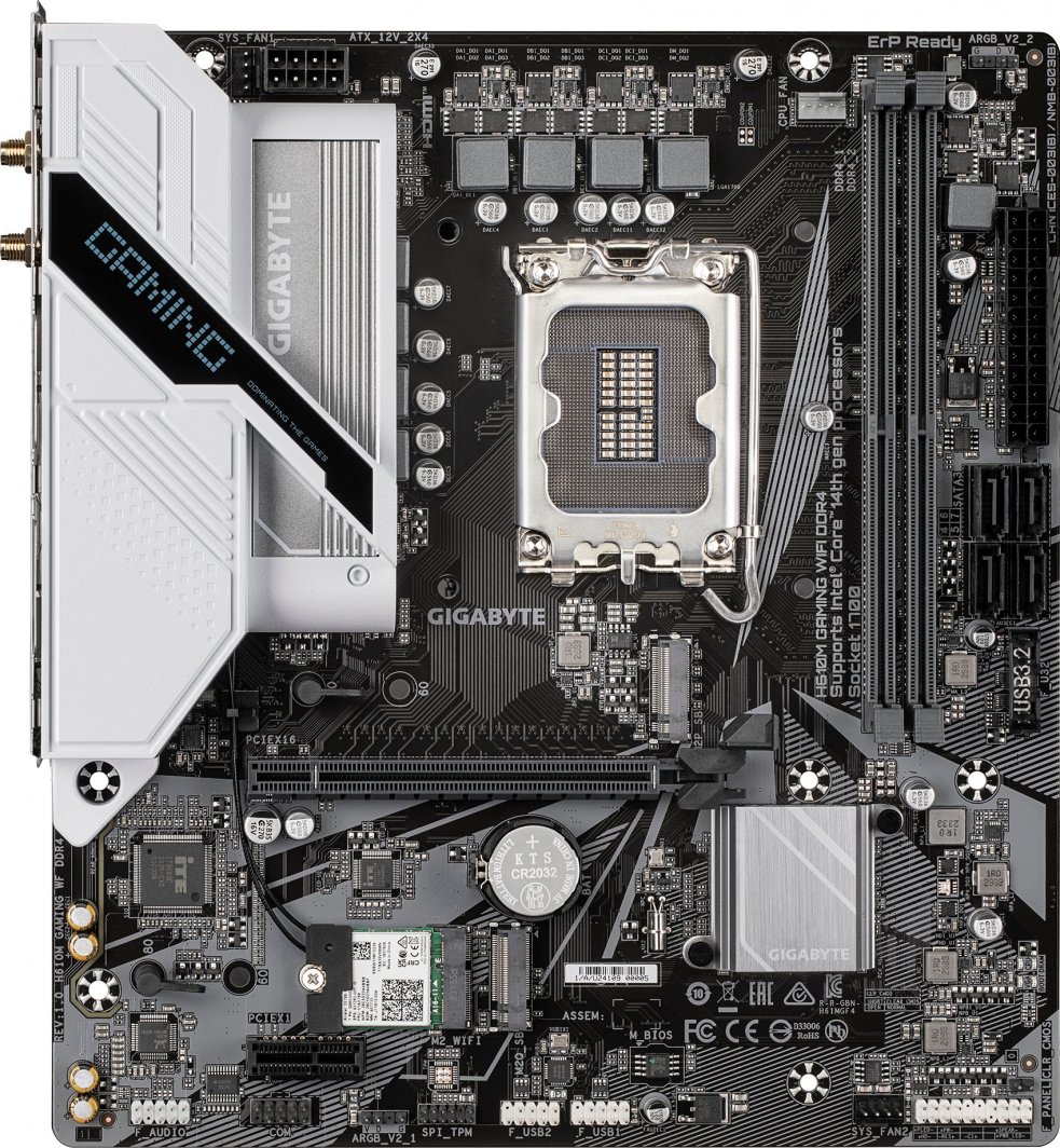 Pllakë amë Gigabyte H610M,	DDR4, Intel H610, Socket 1700, 2 slota, Bluetooth, Wifi 5, Micro ATX