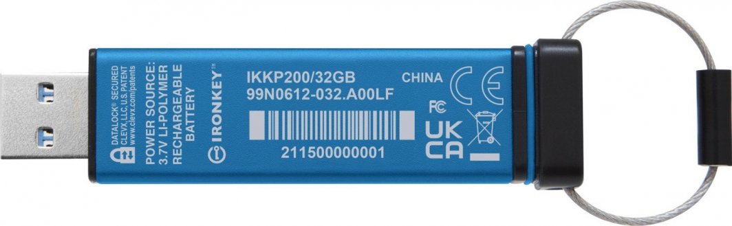 USB Pendrive Kingston IronKey Keypad 200, 32 GB, i kaltër