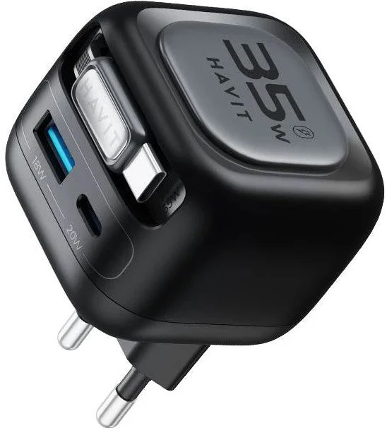 Полнач за ѕид Havit UC250 A EU, 35W, USB C, црн