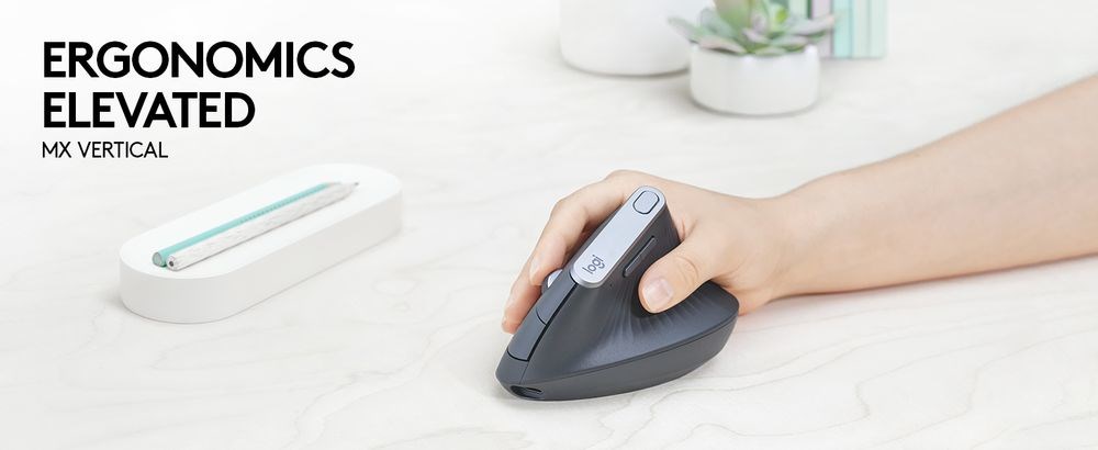 [OUTLET] Logitech MX Vertical Mouse, RF Wireless+Bluetooth, ергономски, сив