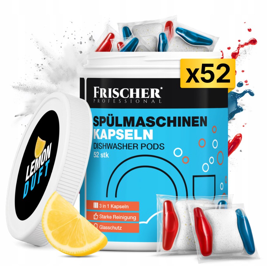 Kapsula për enëlarëse Frischer 3in1, 52 copë, profesional