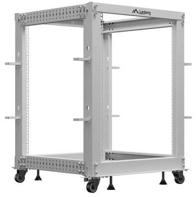 Отворен серверски рафт Lanberg Open Rack 19" 15U, 600x600, приспособлива длабочина, сива боја