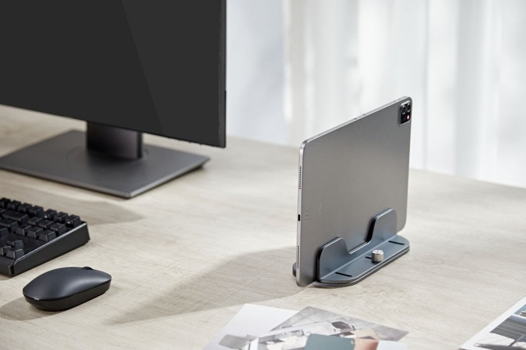 Mbajtëse vertikale për laptop Mozos H1, alumini, gri