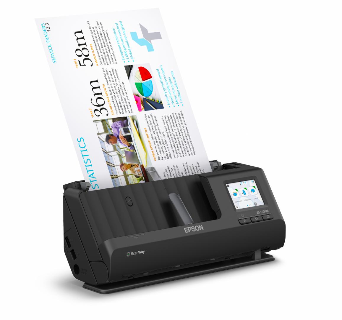 Skaner dokumentesh Epson ES-C380W, A4, 600 x 600 DPI, i zi