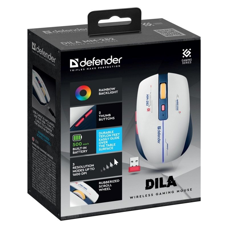 Maus gaming pa tela Defender DILA MM-282, RF, 1800 DPI, i zi