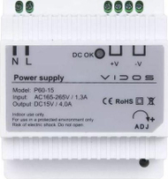 Furnizim energjie Vidos P60/15, për video interfon, montim në shinë DIN