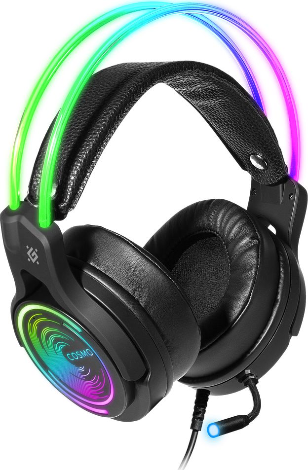 Kufje gaming Defender Cosmo Pro, me kabllo, LED RGB, të zeza