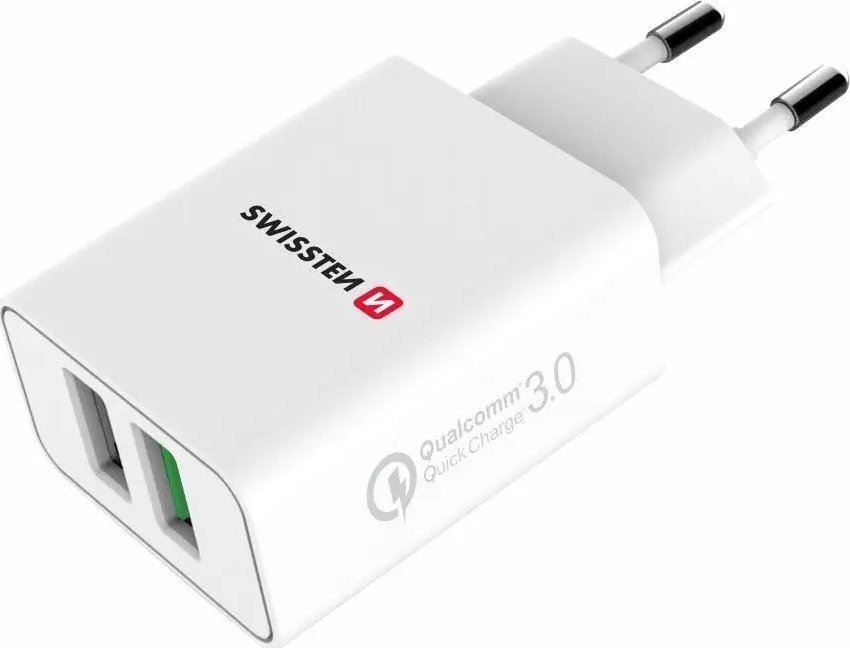 Патен полнач Swissten Travel, 2x USB QC 3.0, 23W, црн