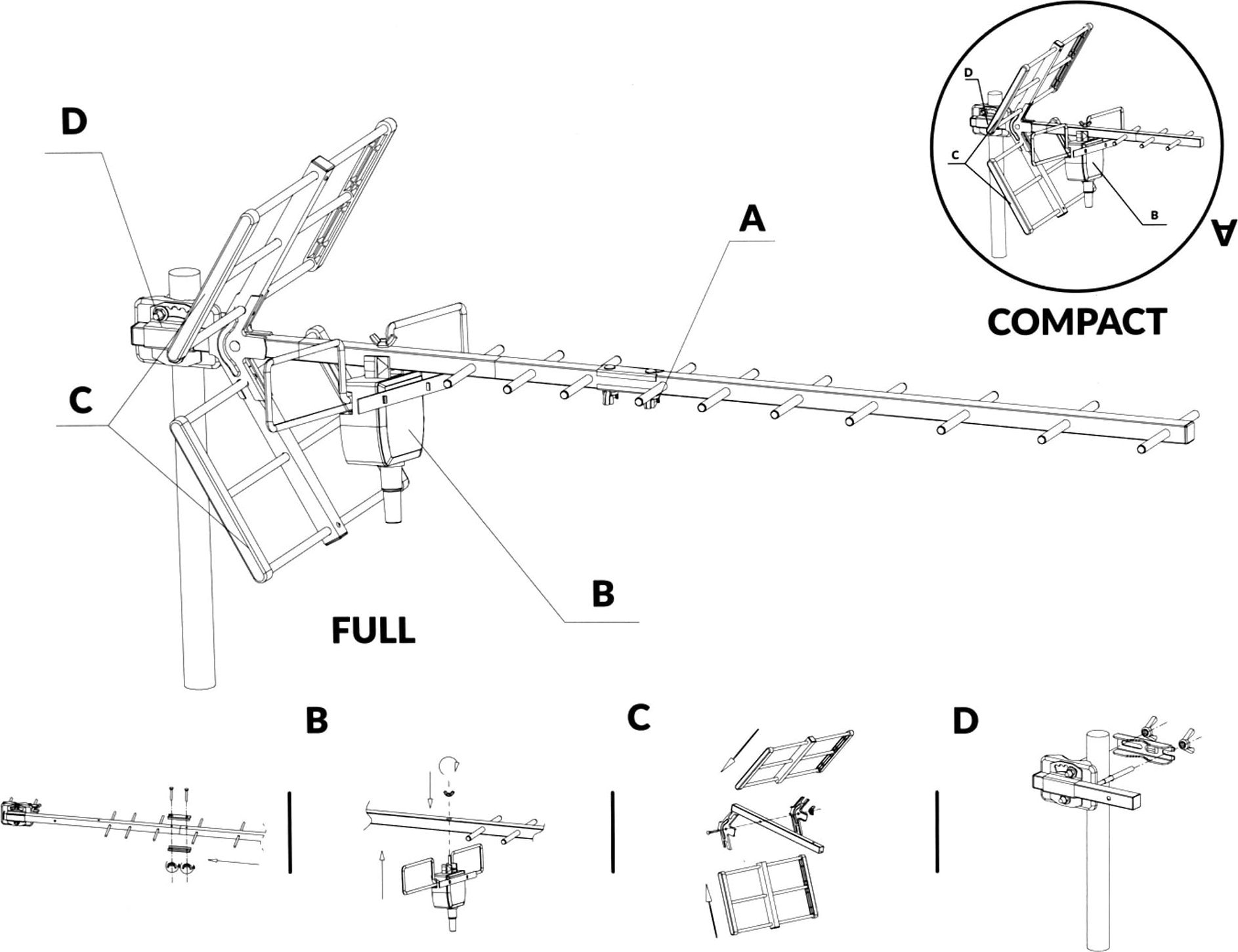 Antena DVB T2 Smart City Directional, UHF, me filtër LTE 700, argjendtë