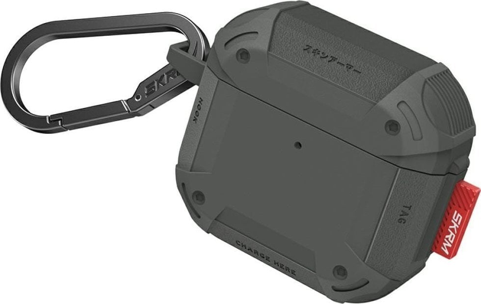 Mbajtëse Skinarma Mecha CE për AirPods 4, TPU, me karabinë, ngjyrë ulliri