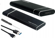 Енкодер за SSD M.2 во USB 3.0 NGFF SATA, алуминиум, црн