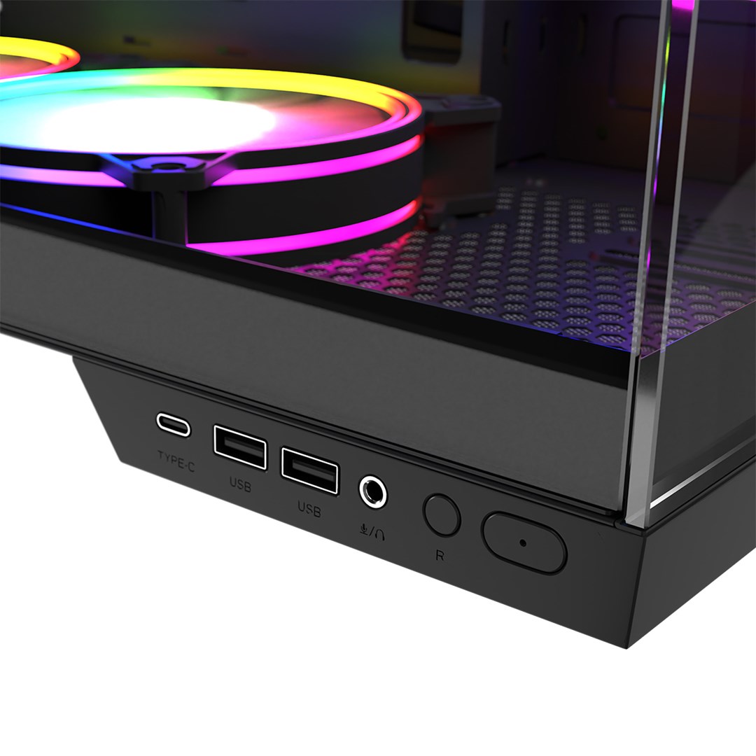 Kuti gaming Modecom Volcano Panorama Apex ARGB 3F, ATX, me xham të temperuar, gri