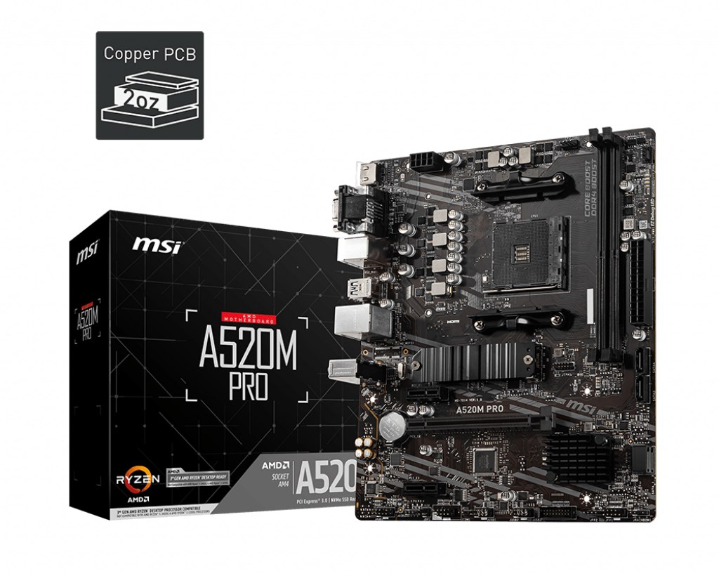 Pllakë amë MSI A520M PRO Socket AM4 micro ATX