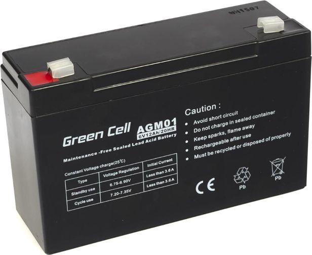 Bateri Green Cell AGM, 6V, 12Ah