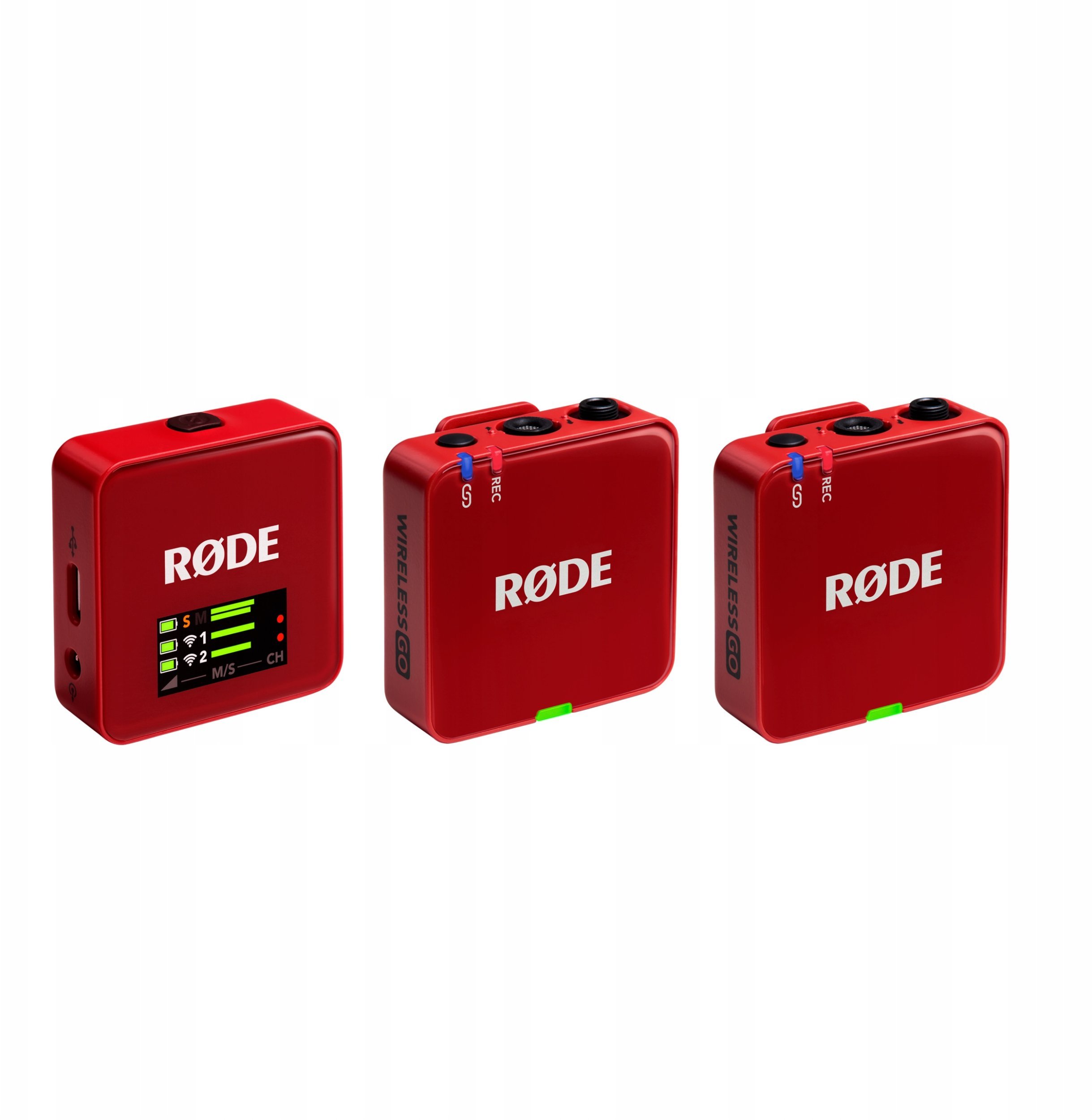Sistem на микрофони без кабел Rode Wireless GO Gen 3, 32 bit, 40 часа снимање, црвен