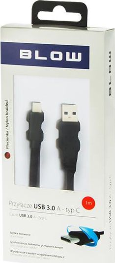 Kabllo karikimi USB në USB C, 1m, QC 3.0, najlon, e zezë