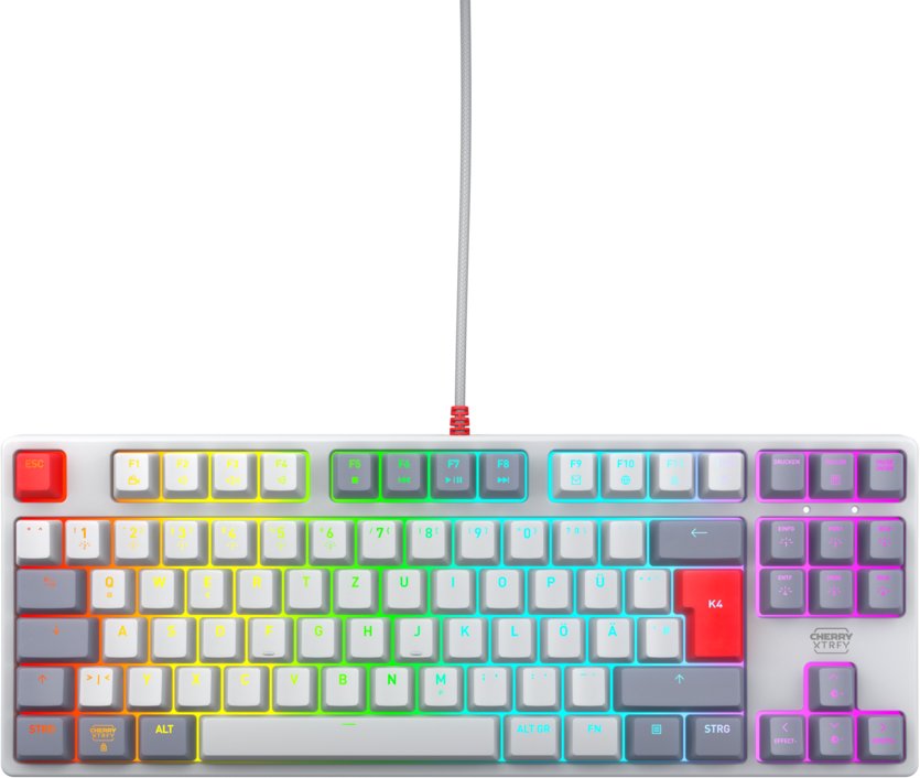 Tastierë gaming CHERRY K4V2 RGB Tenkeyless Retro Edition, mekanike, layout gjerman, gri