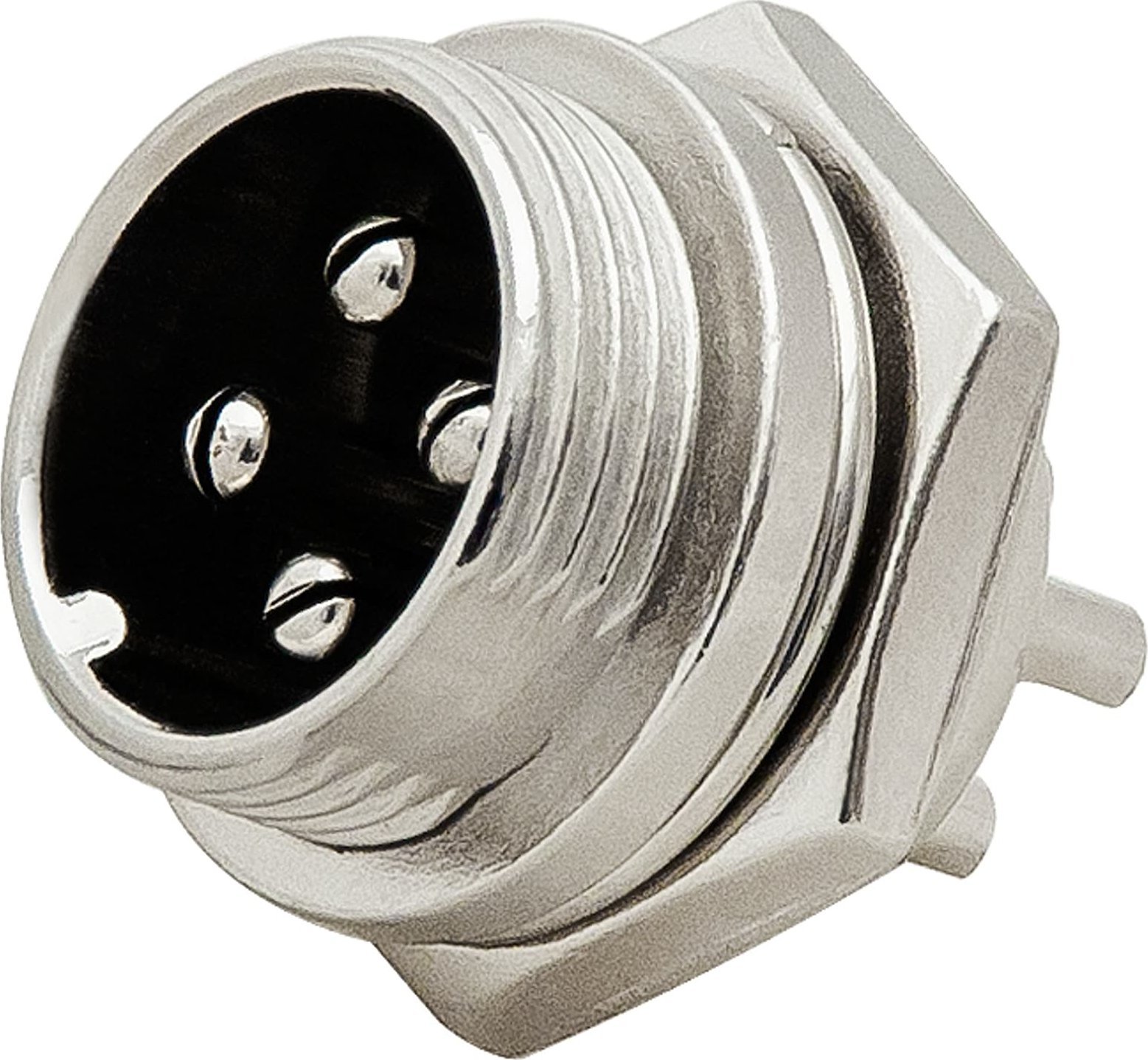 Prizë mikrofoni NC CB, 4 pin, 18mm, metalike argjendtë