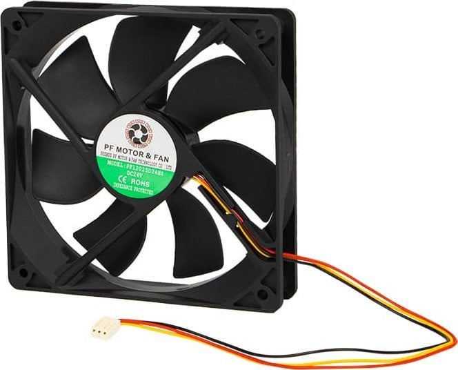 Ventilator ftohës Blow Fan 3 fire, 120 x 120 x 25 mm, 24V, i zi