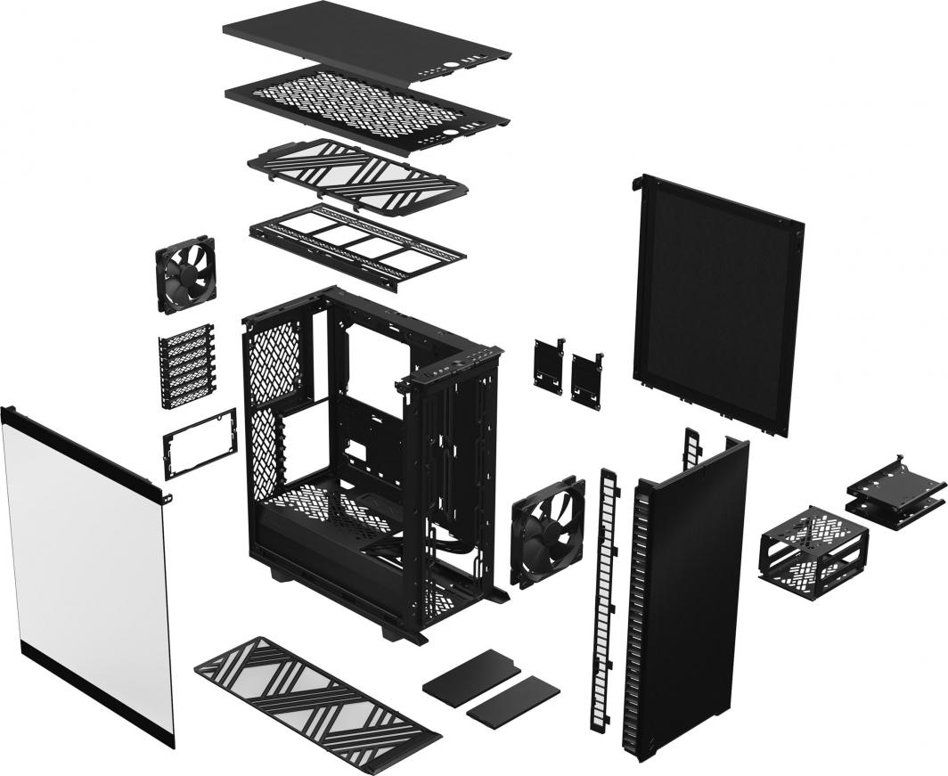 Kasë Fractal Design Define 7 Compact TG Dark Tint, e zezë, Midi Tower