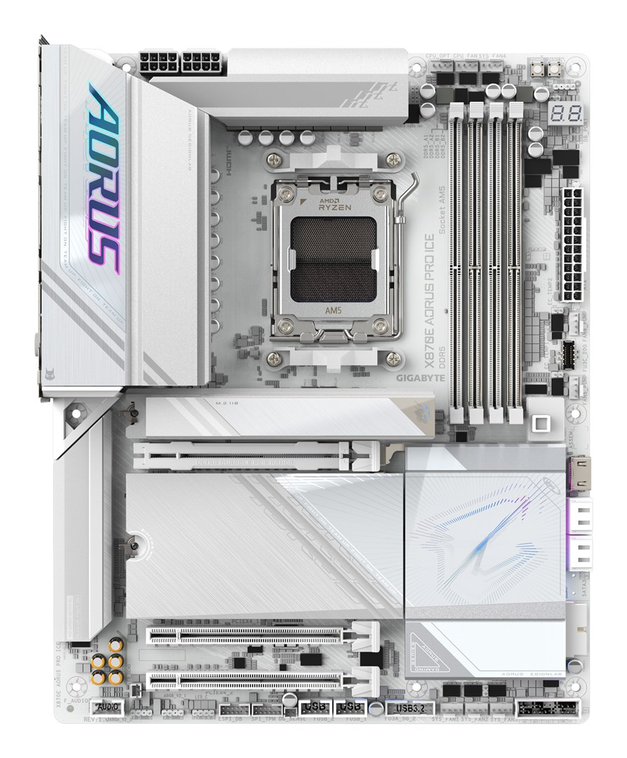 Pllakë amë Gigabyte X870E Aorus Pro Ice, AMD AM5, 4x DDR5, e bardhë
