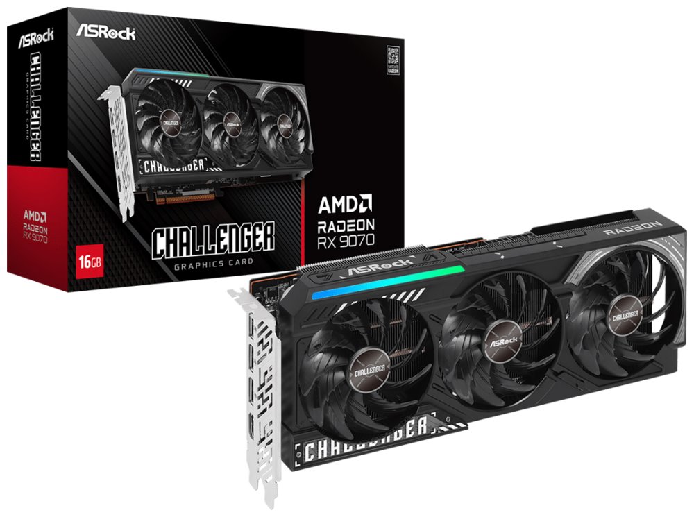 Kartelë grafike ASRock Radeon RX 9070 Challenger 16GB Semi-fanless