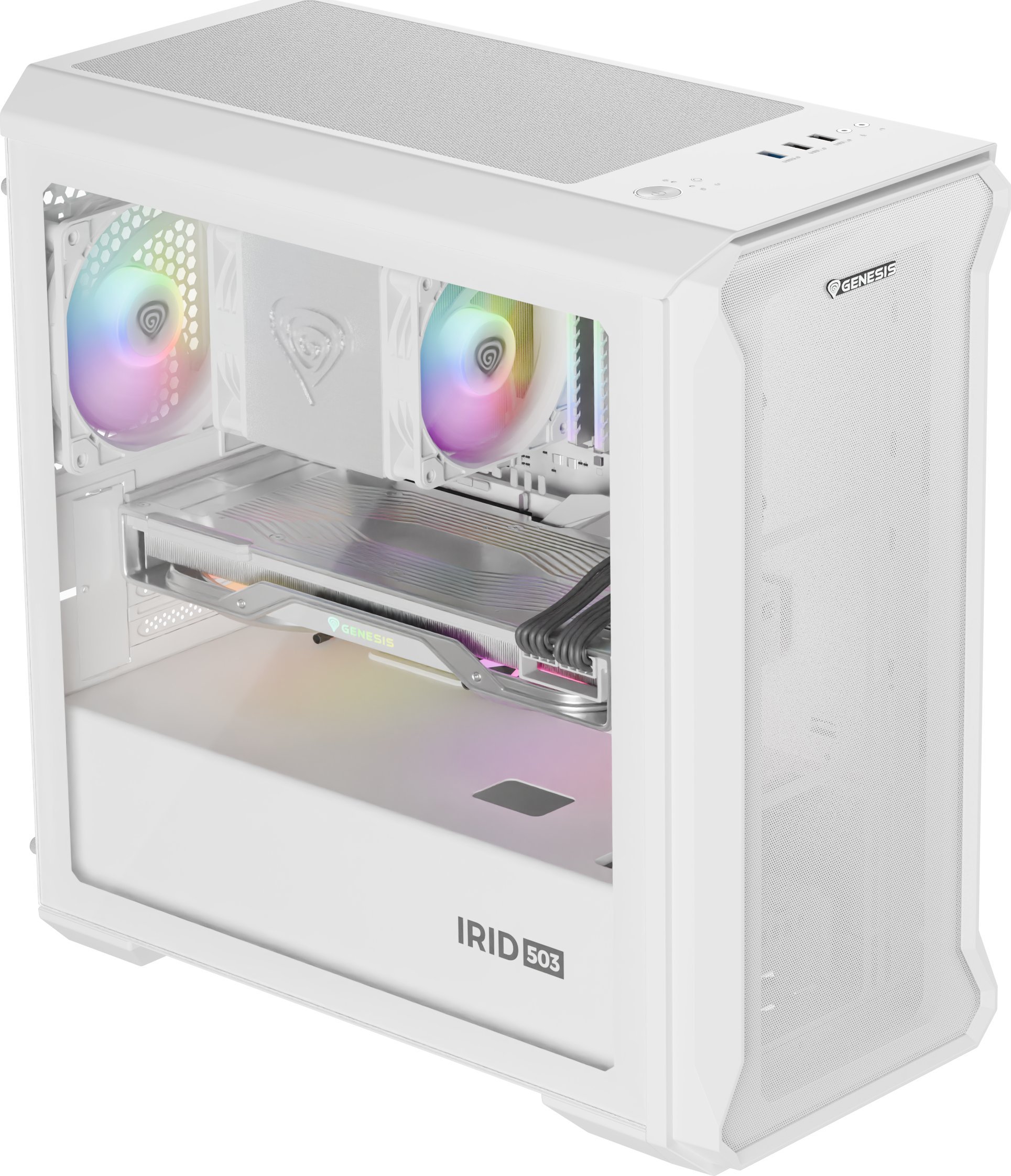 Kuti kompjuteri Natec Genesis Irid 503 ARGB Lite, Micro Tower MATX Mini ITX, panel xhami i temperuar, e zezë
