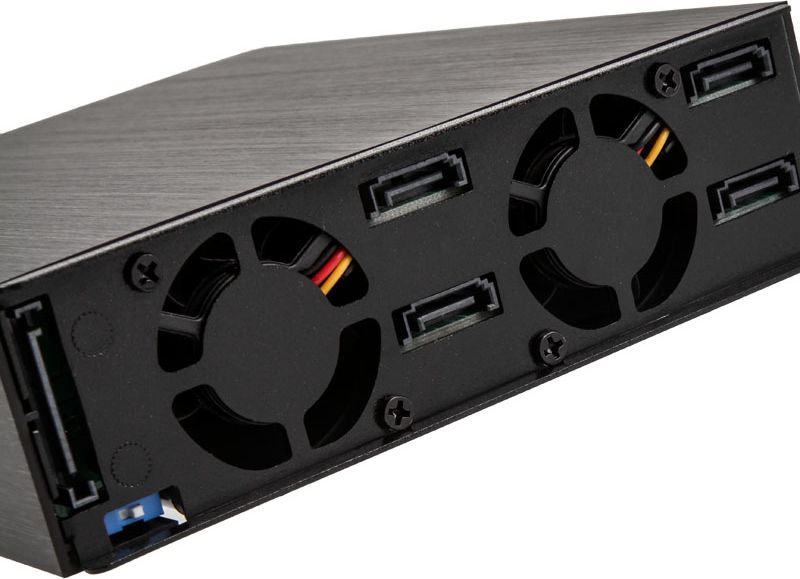 Enkllozh për disqe SilverStone SST-FS204B, 4x 2.5", 5.25", SATA 3, i zi