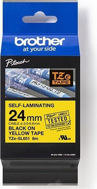Shirit etiketimi Brother TZE-SL651, 24mm, i laminuar, sfond i verdhë