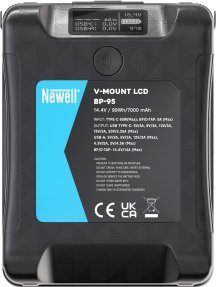 Bateri V-Mount Newell BP-95 LCD, 95Wh, me porta USB-C dhe D-Tap, e zezë