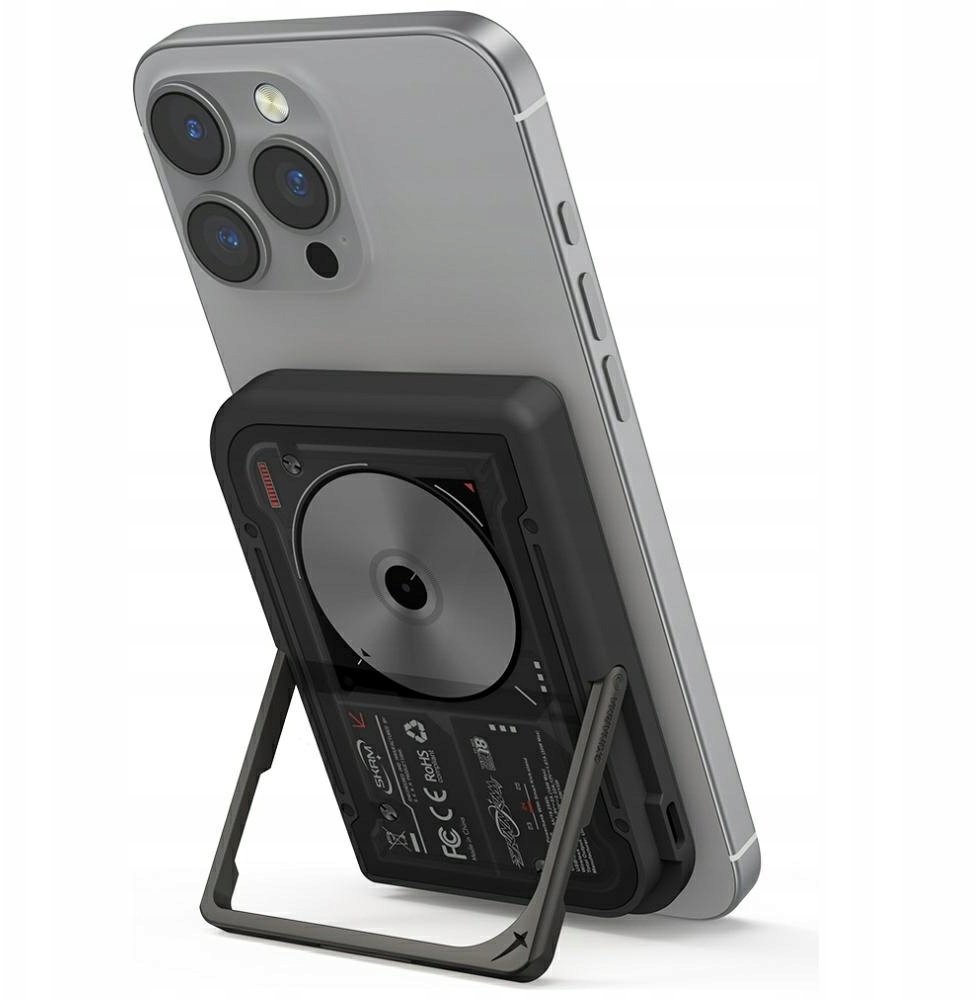 Powerbank magnetik SKINARMA NEXUS NOVA, 5000mAh, me këmbë mbajtëse, i zi