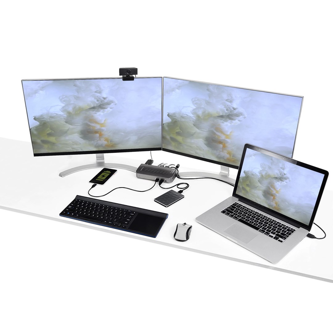 Stacion docking Startech USB-C/USB-A, Dual 4K 60Hz, HDMI/DP, i hirtë