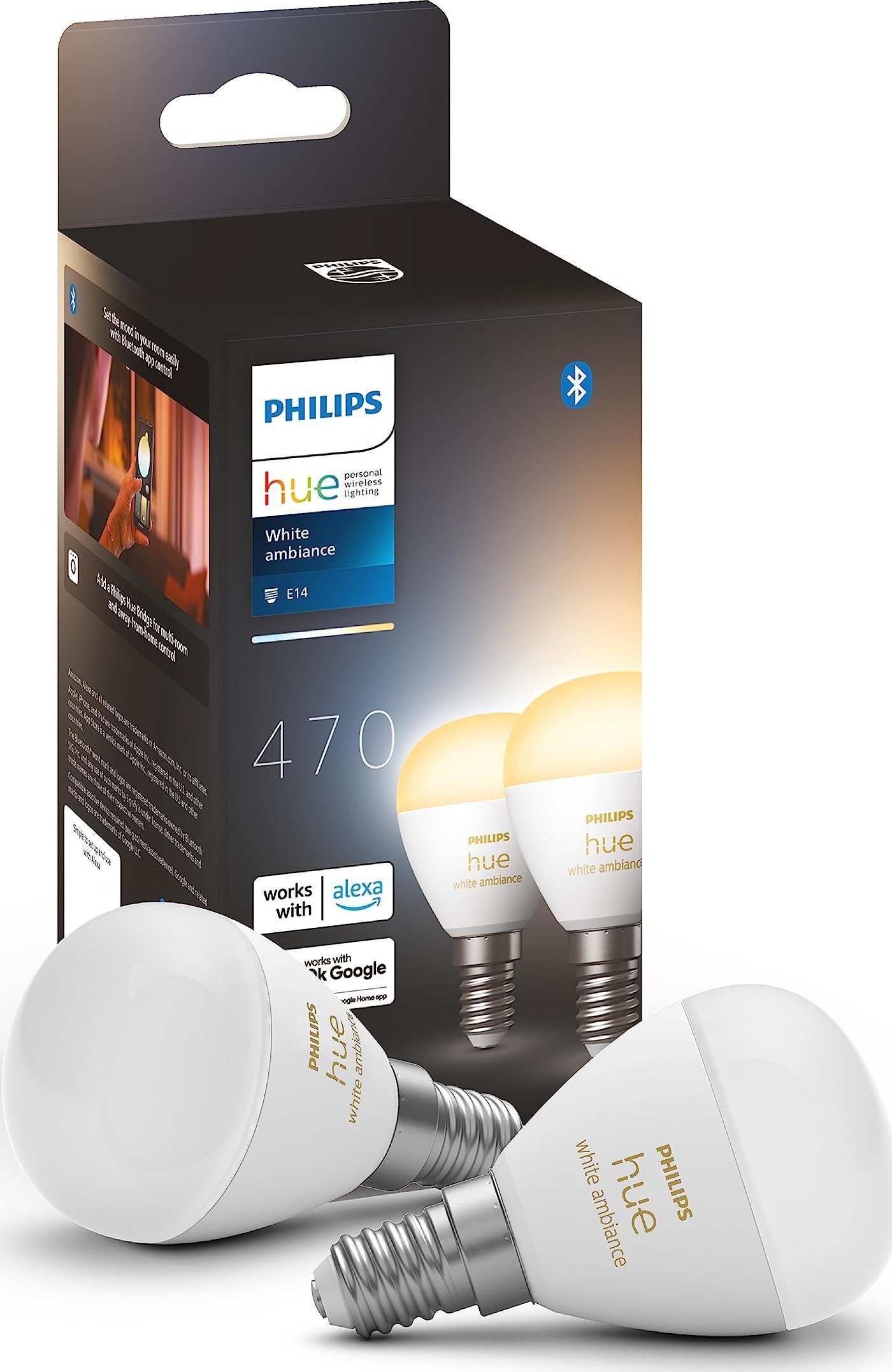 Llambë smart Philips Hue LED E14, White Ambiance, Bluetooth