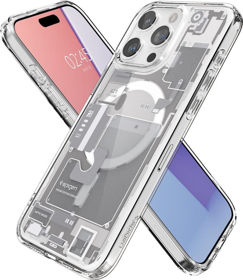 Mbrojtëse telefoni Spigen Ultra Hybrid MagSafe Zero One, për iPhone 15 Pro Max, transparente, e bardhë