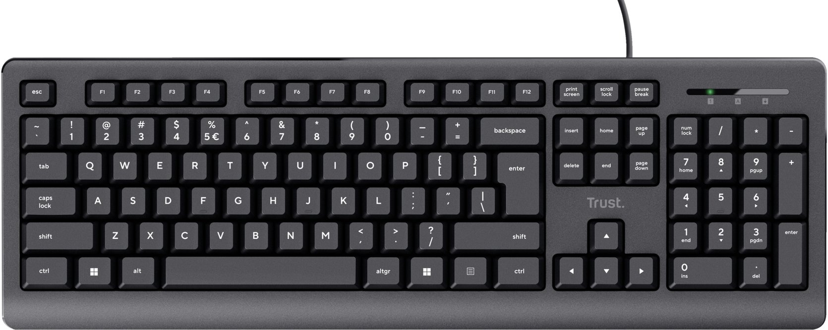 Tastierë TRUST Primo, me kabllo USB, layout CZ SK, e zezë