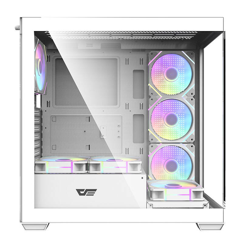 Kuti PC Darkflash DS900 Potato Screen, ATX Mid Tower, 7 ventilatorë ARGB, e bardhë