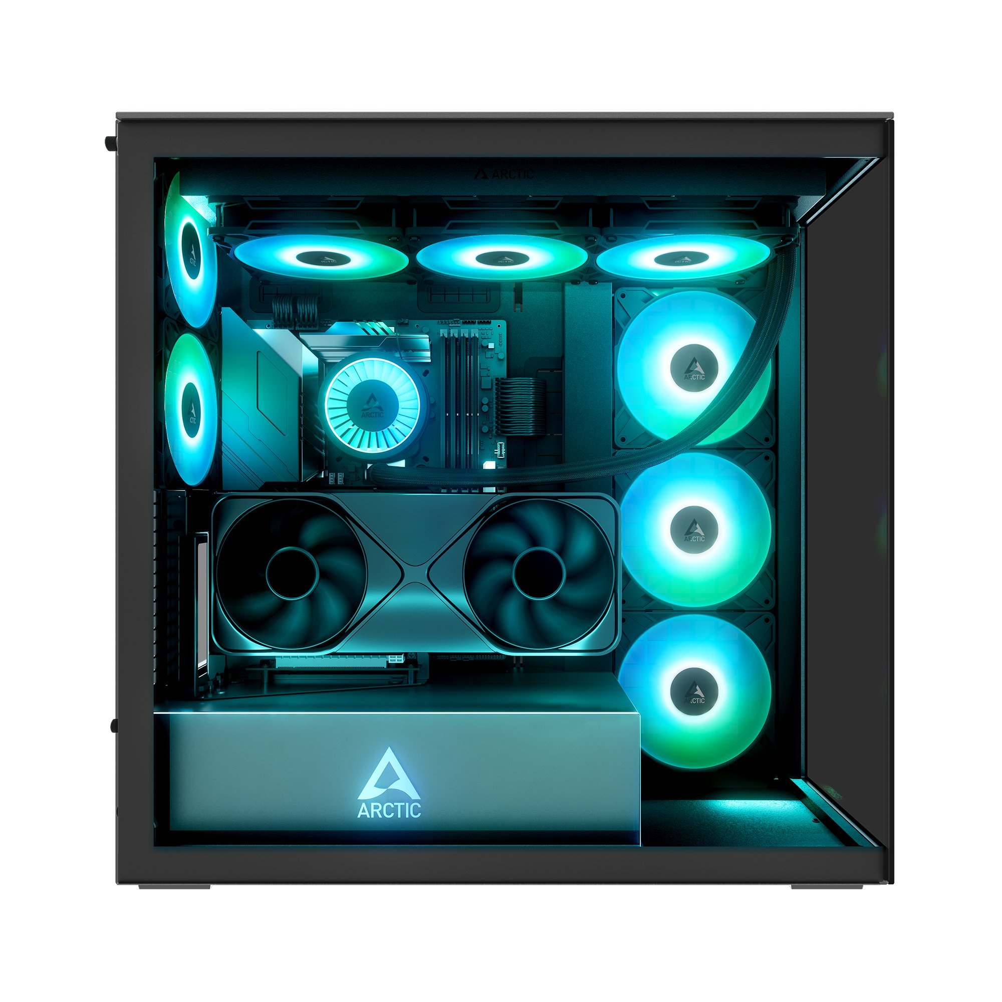 Kasa PC Arctic Xtender VG, E ATX, panel xhami, Mirror Black