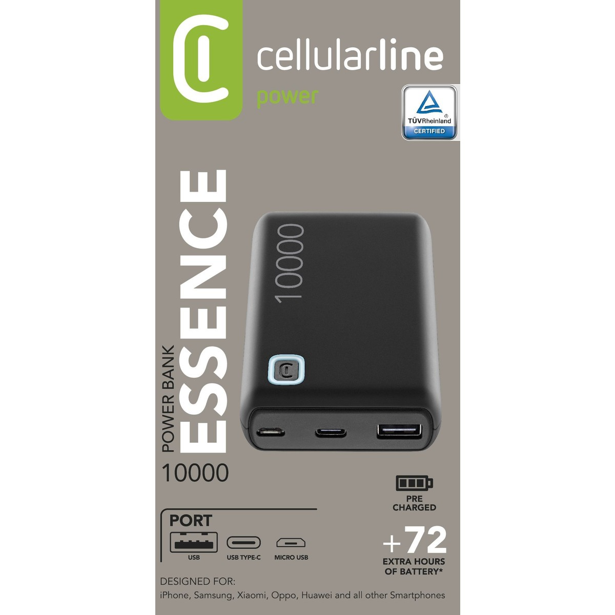 [OUTLET] Powerbank Cellularline essence PBESSENCE10000K, 10000Mah 12W, i zi