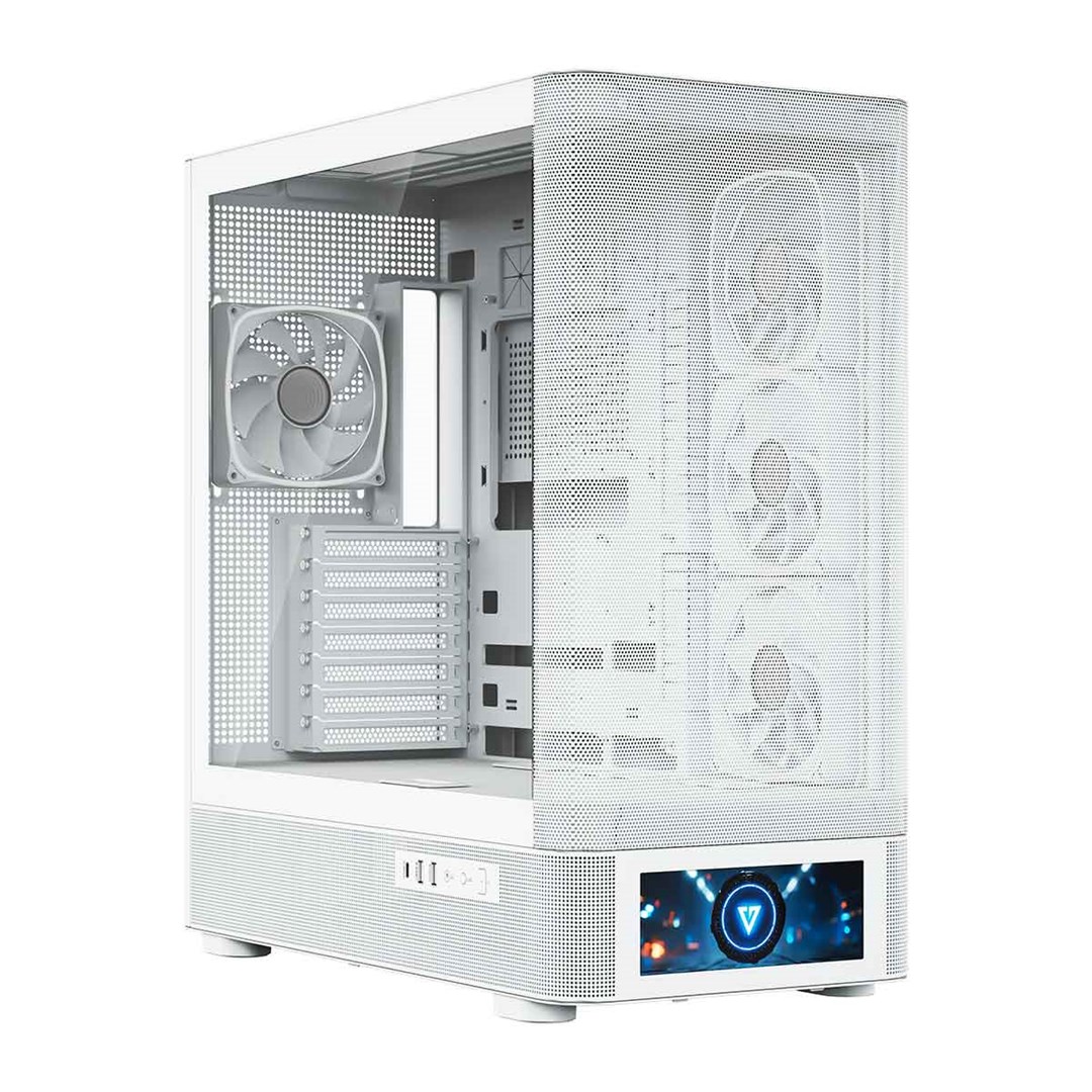 Kuti gaming MODECOM Volcano AQ500, MIDI Tower, ARGB, e bardhë