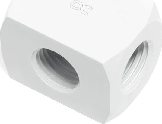 Pjesë lidhëse T Alphacool HF TEE Round G1/4, metal, e bardhë