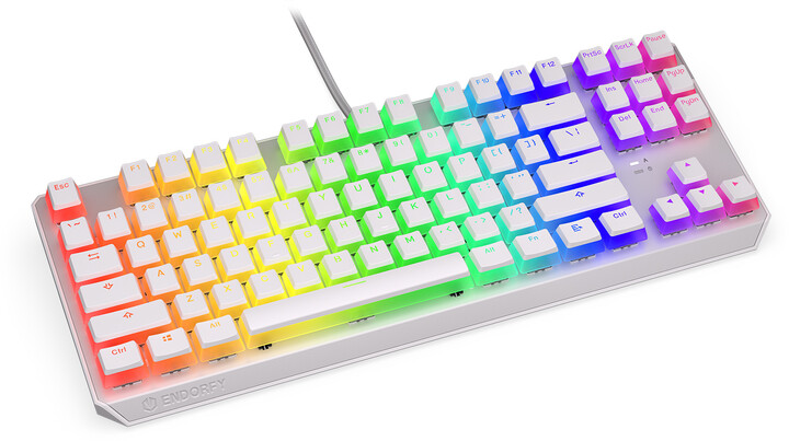 Tastierë Endorfy Thock TKL Pudding Onyx White Red, Kailh Red, US, e bardhë