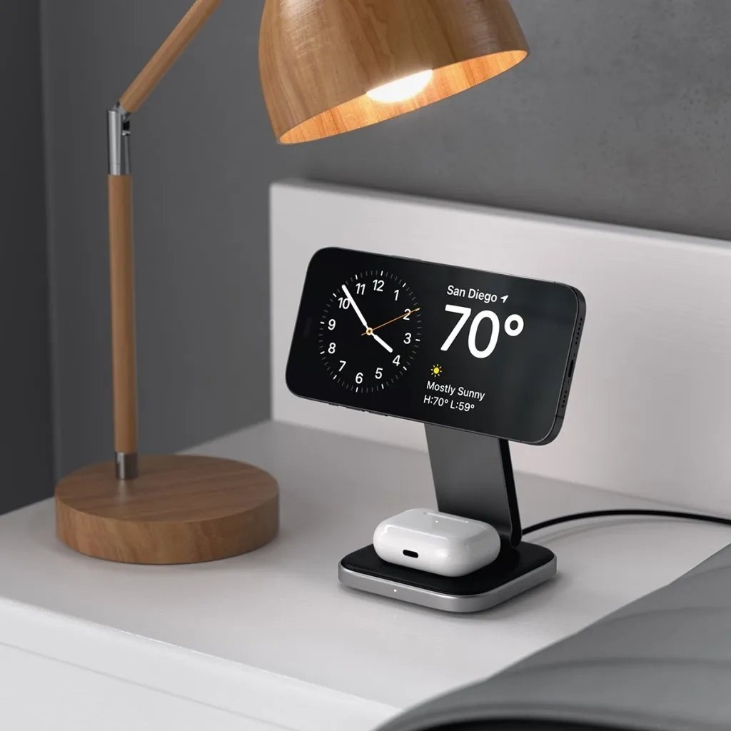 Karikues wireless Satechi 2 in 1 Foldable, 15W Qi2, Space Grey