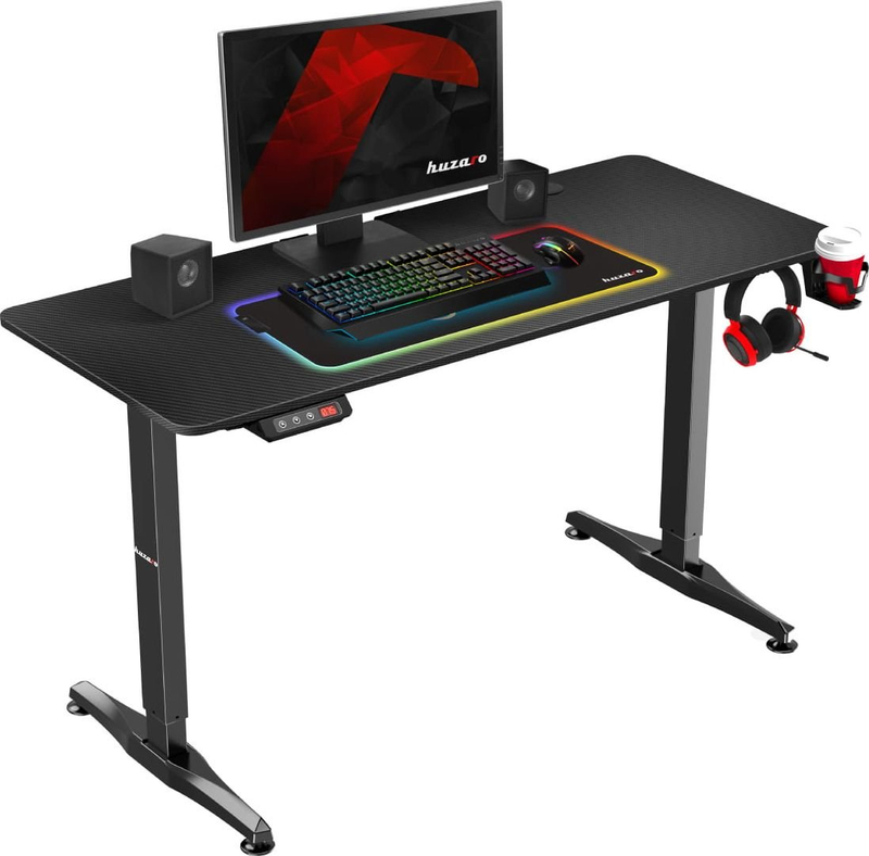 Tavolinë elektrike gaming Huzaro Hero 8.5, 140x60 cm, rregullim lartësie, e zezë
