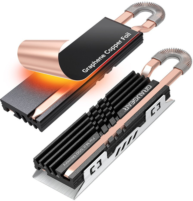 Ftohës SSD Graugear Heatpipe, për M.2 NVMe 2280, grafen bakër