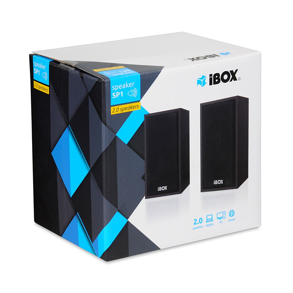 Bokse kompjuterike iBOX SP1, 2.0, me kabllo 3.5mm, të zeza