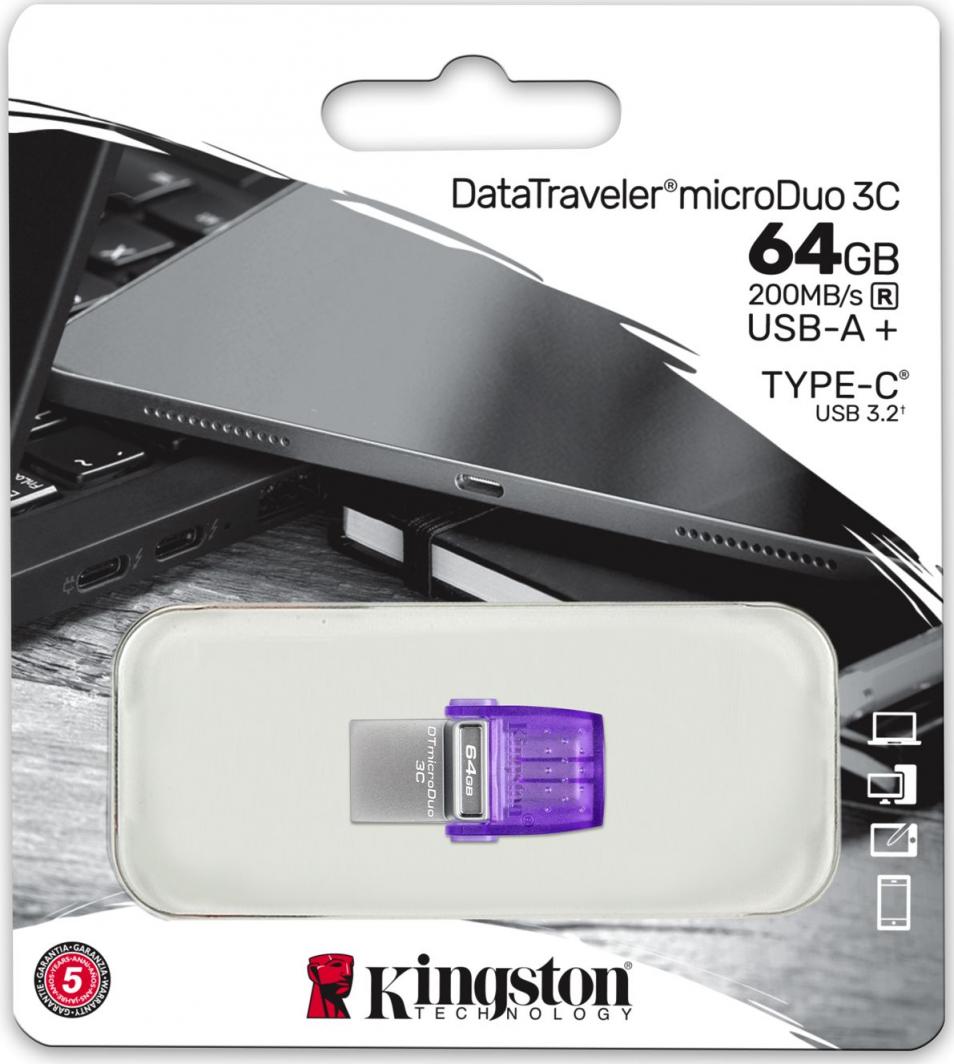USB Kingston DataTraveler, microDuo 3C, Pendrive, 64GB