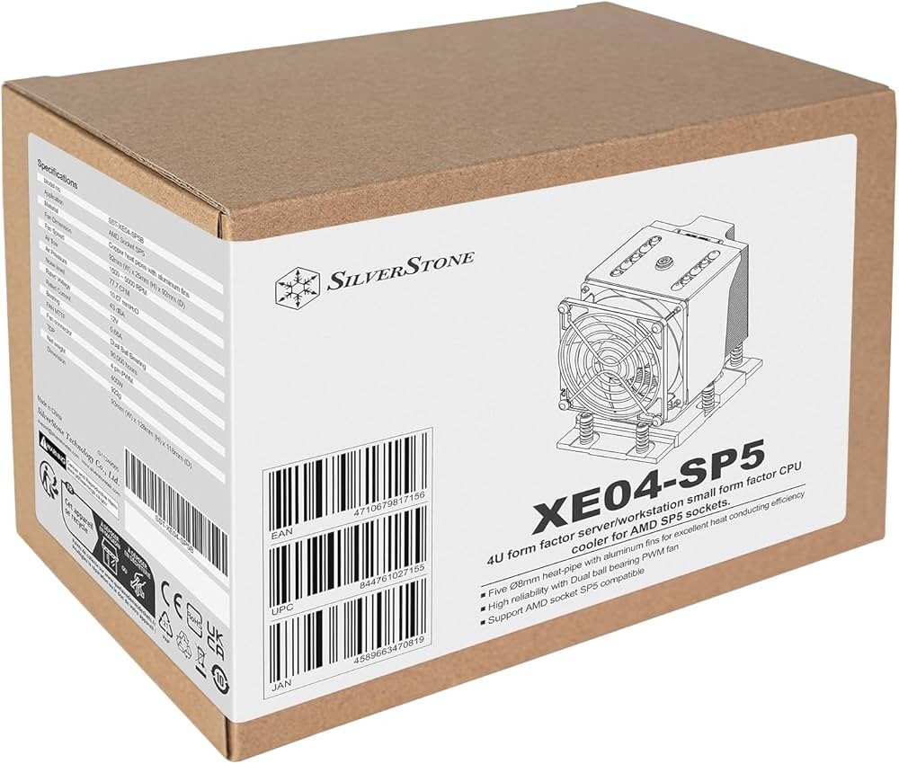 Ftohës CPU SilverStone XE04 SP5B, 4U, për AMD Socket SP5, i zi