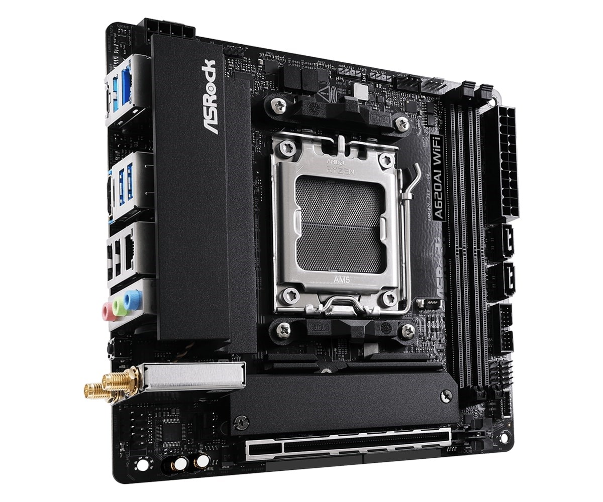 Pllakë amë ASRock A620AI WiFi, AMD A620, DDR5, Mini ITX, e zezë