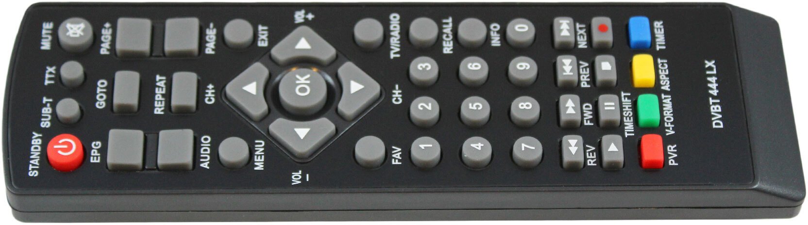 Telekomandë universale për DVB T Canva Manta Apollo, për modele T222 T333 T444, me bateri AAA, e zezë